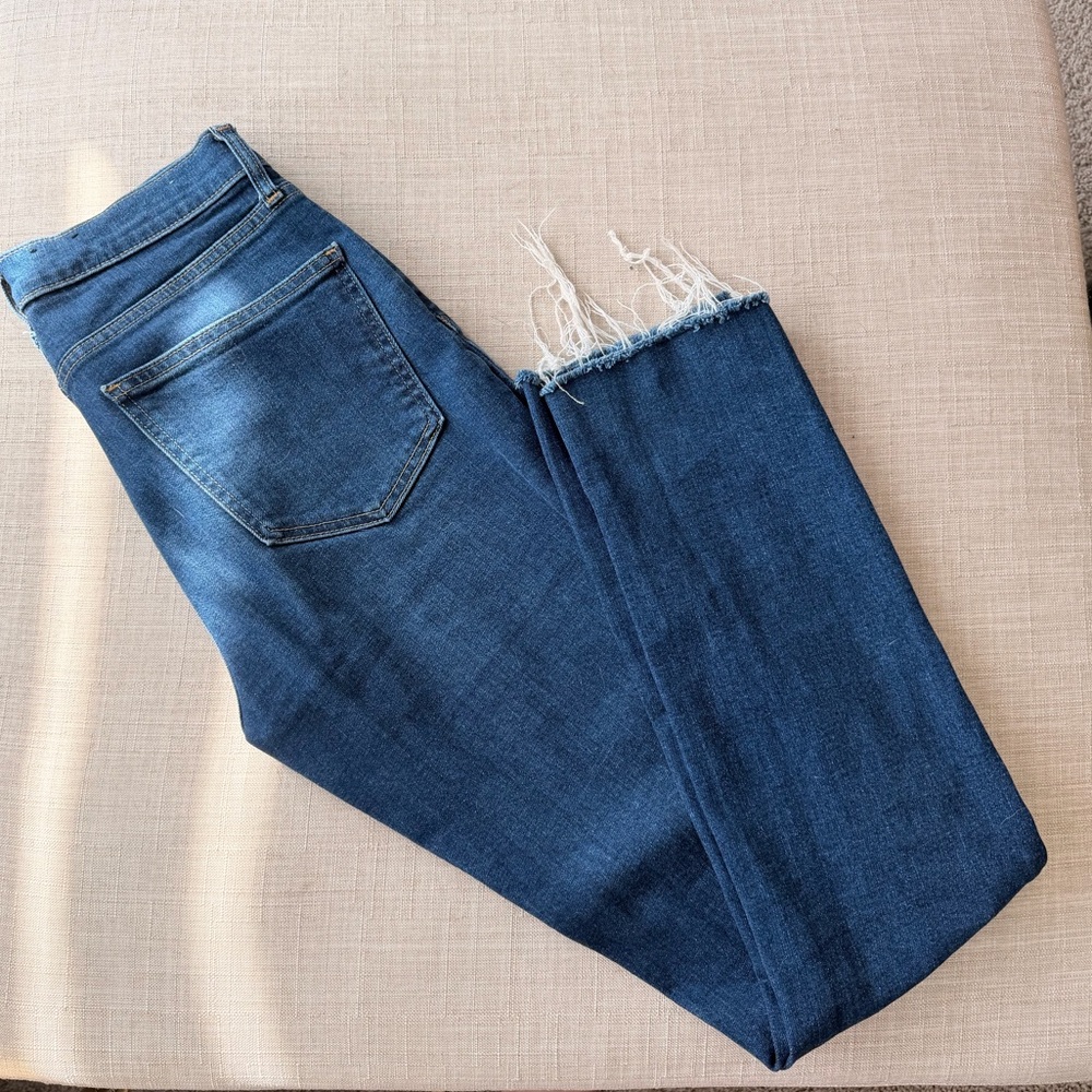 GAP Blue Ankle Jeans with Distressed Hem